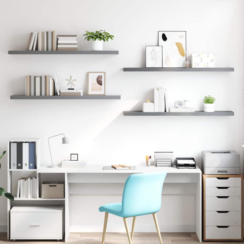 Estantes flotantes pared 4 MDF gris 120x23,5x3,8 cm