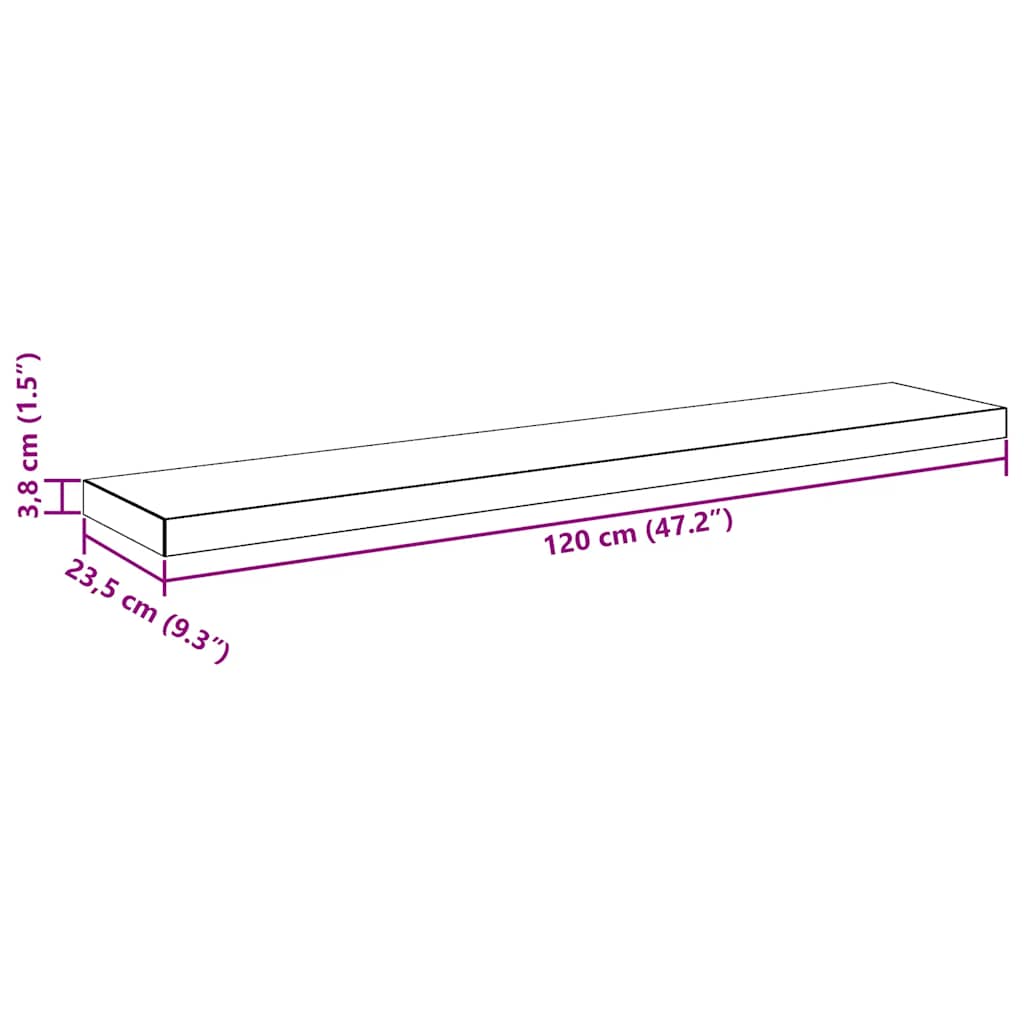 Estantes flotantes pared 4 MDF gris 120x23,5x3,8 cm
