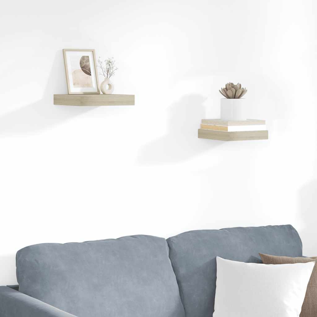 Estante flotante de pared 2 uds MDF blanco brillo 23x23,5x3,8cm