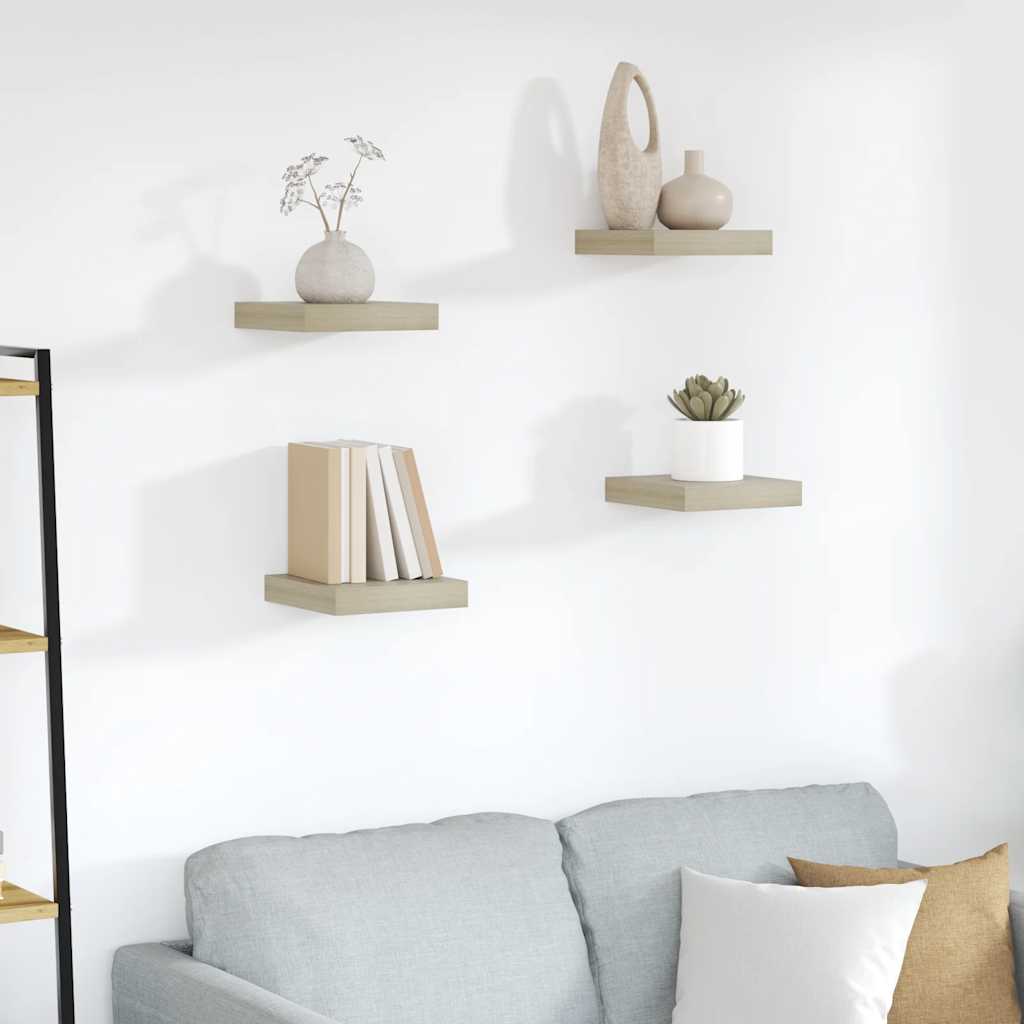Estantes flotantes de pared 4 uds MDF gris 50x23x3,8 cm