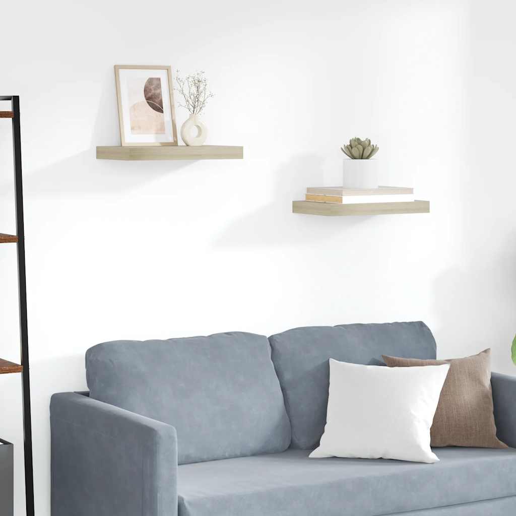 Estante flotante de pared 2 uds MDF blanco brillo 23x23,5x3,8cm