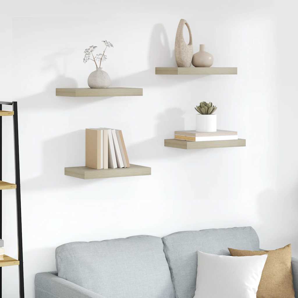 Estantes flotantes de pared 4 uds MDF gris 50x23x3,8 cm