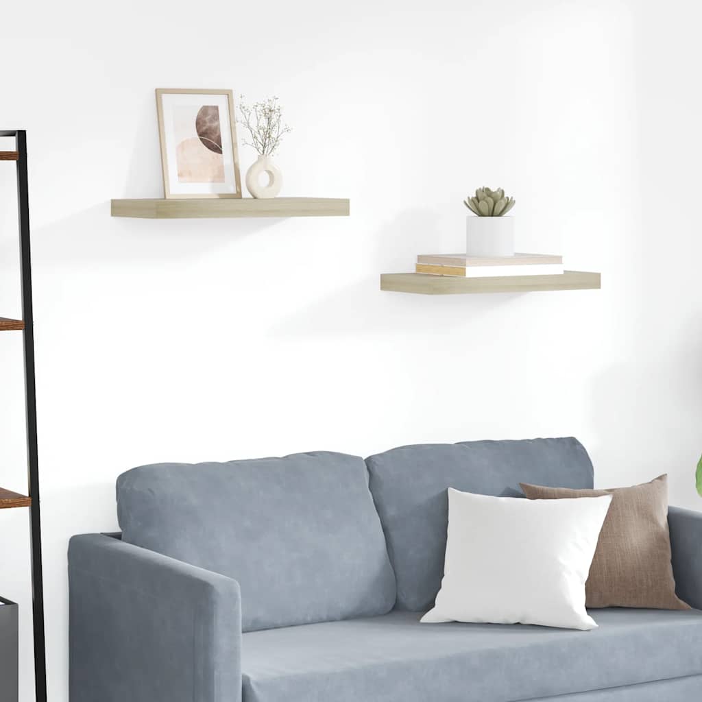 Estante flotante de pared 2 uds MDF blanco brillo 23x23,5x3,8cm