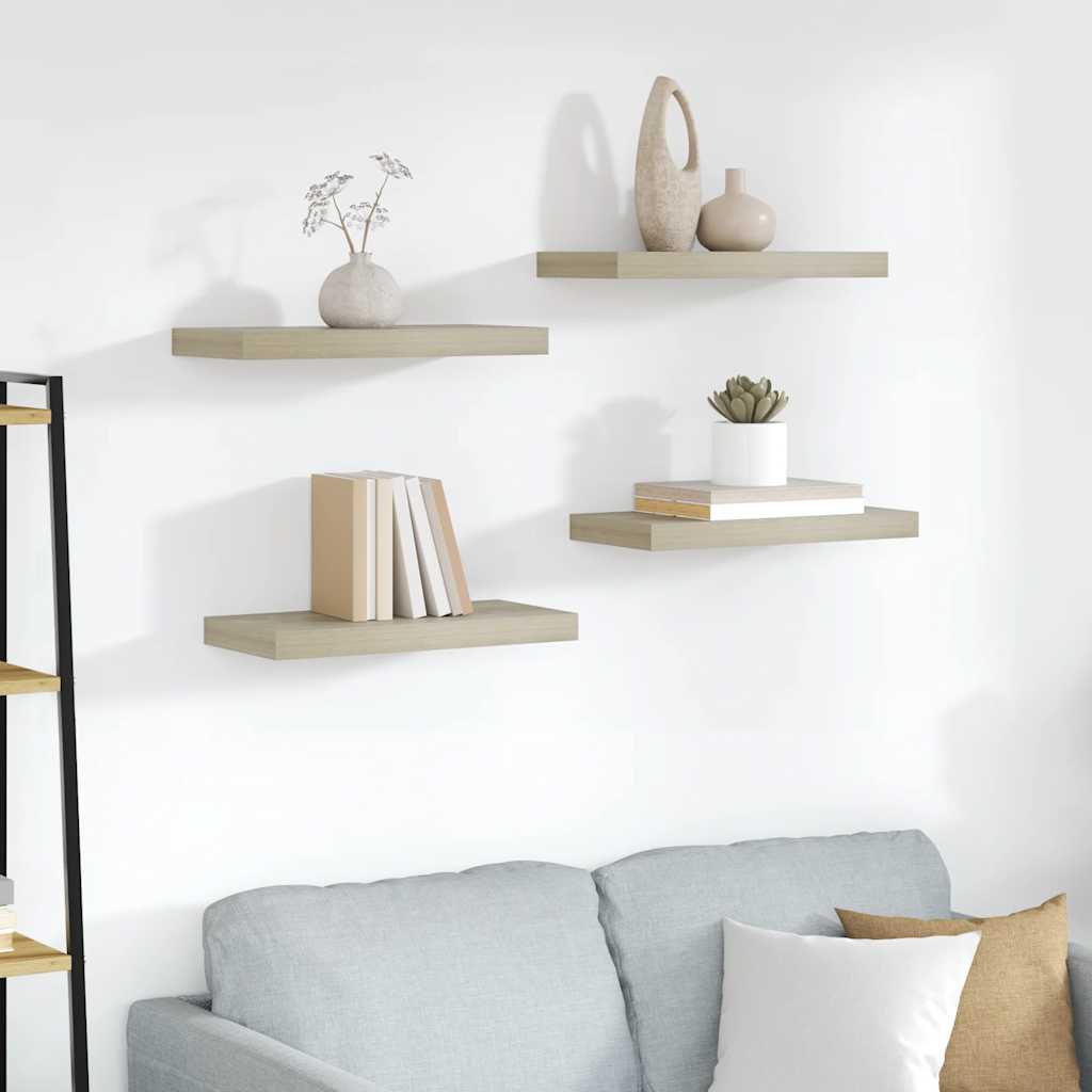 Estantes flotantes de pared 4 uds MDF gris 50x23x3,8 cm