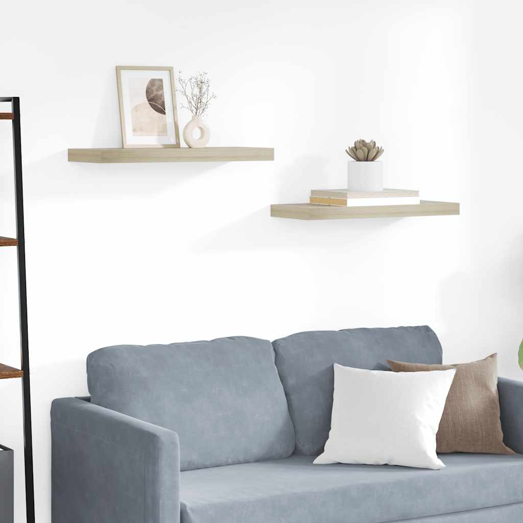 Estante flotante de pared 2 uds MDF blanco brillo 23x23,5x3,8cm