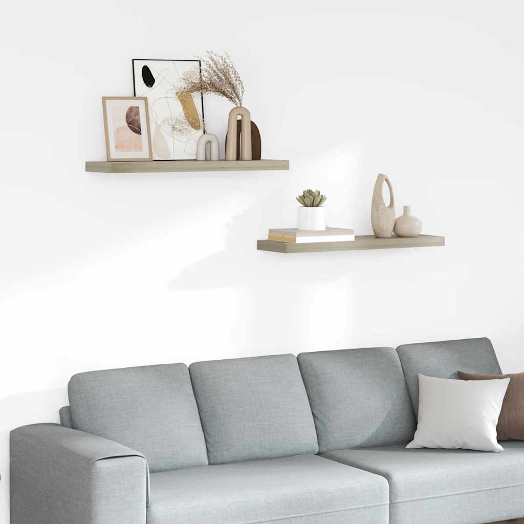 Estante flotante de pared 2 uds MDF blanco brillo 23x23,5x3,8cm