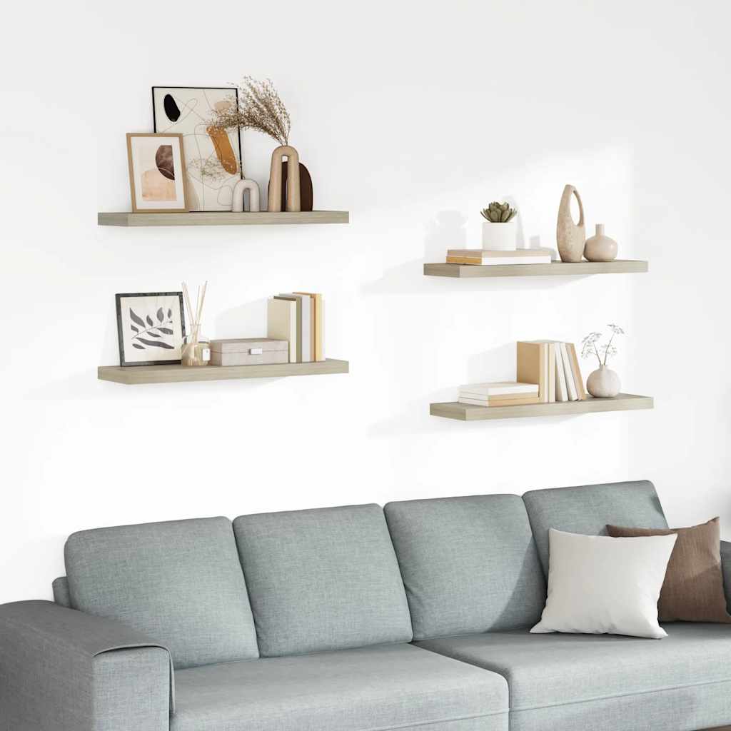 Estantes flotantes pared 4 MDF gris 120x23,5x3,8 cm