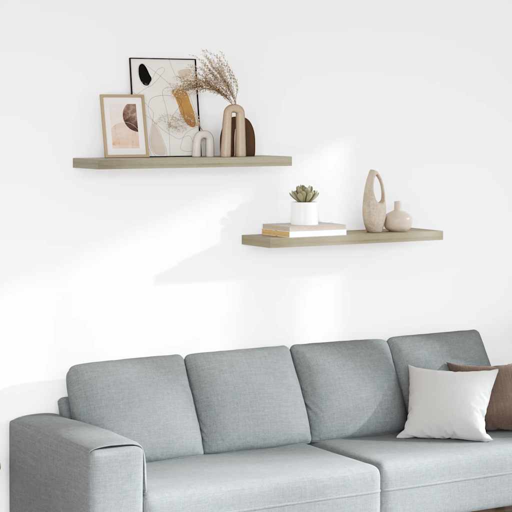 Estante flotante de pared 2 uds MDF blanco brillo 23x23,5x3,8cm