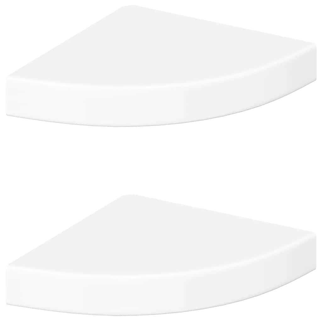 Estantes esquineros flotantes (2 unidades), blanco brillante, 25 x 25 x 3,8 cm, MDF