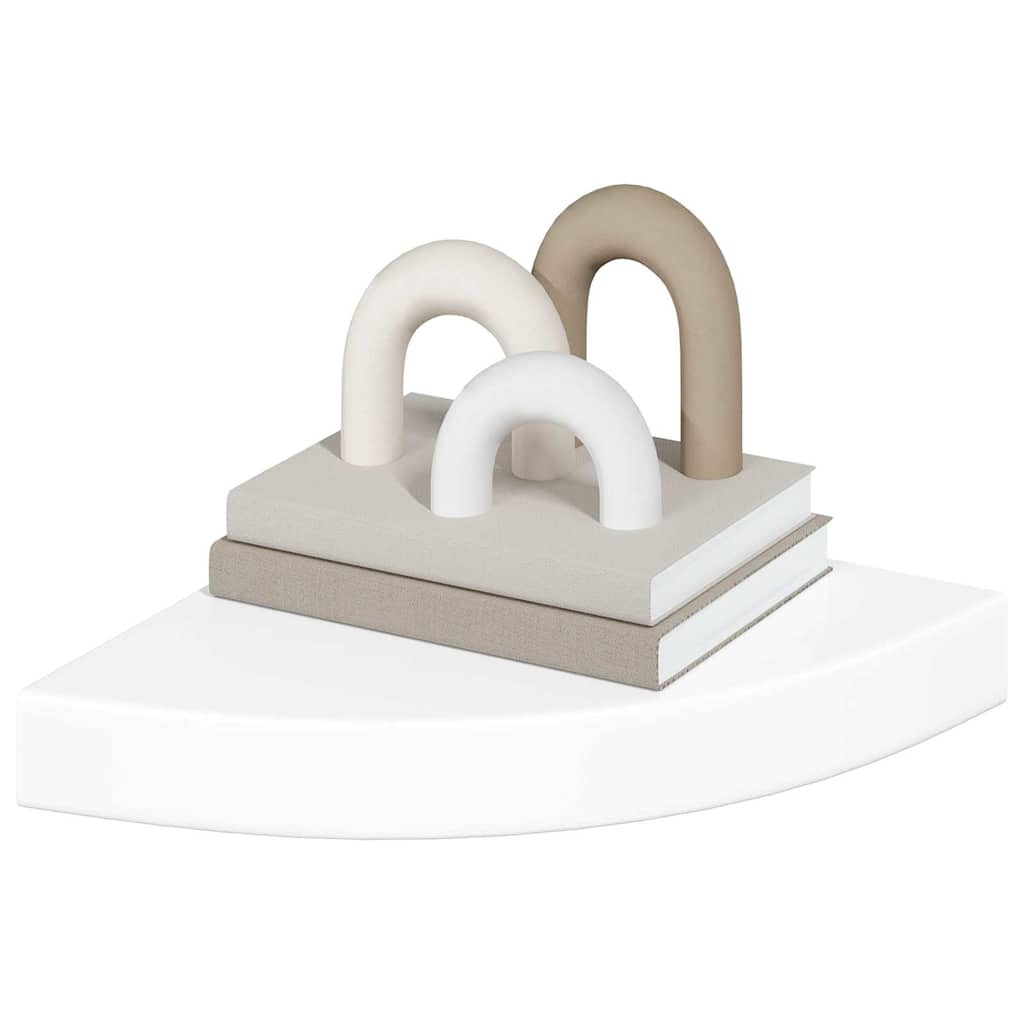 Estantes esquineros flotantes (2 unidades), blanco brillante, 25 x 25 x 3,8 cm, MDF