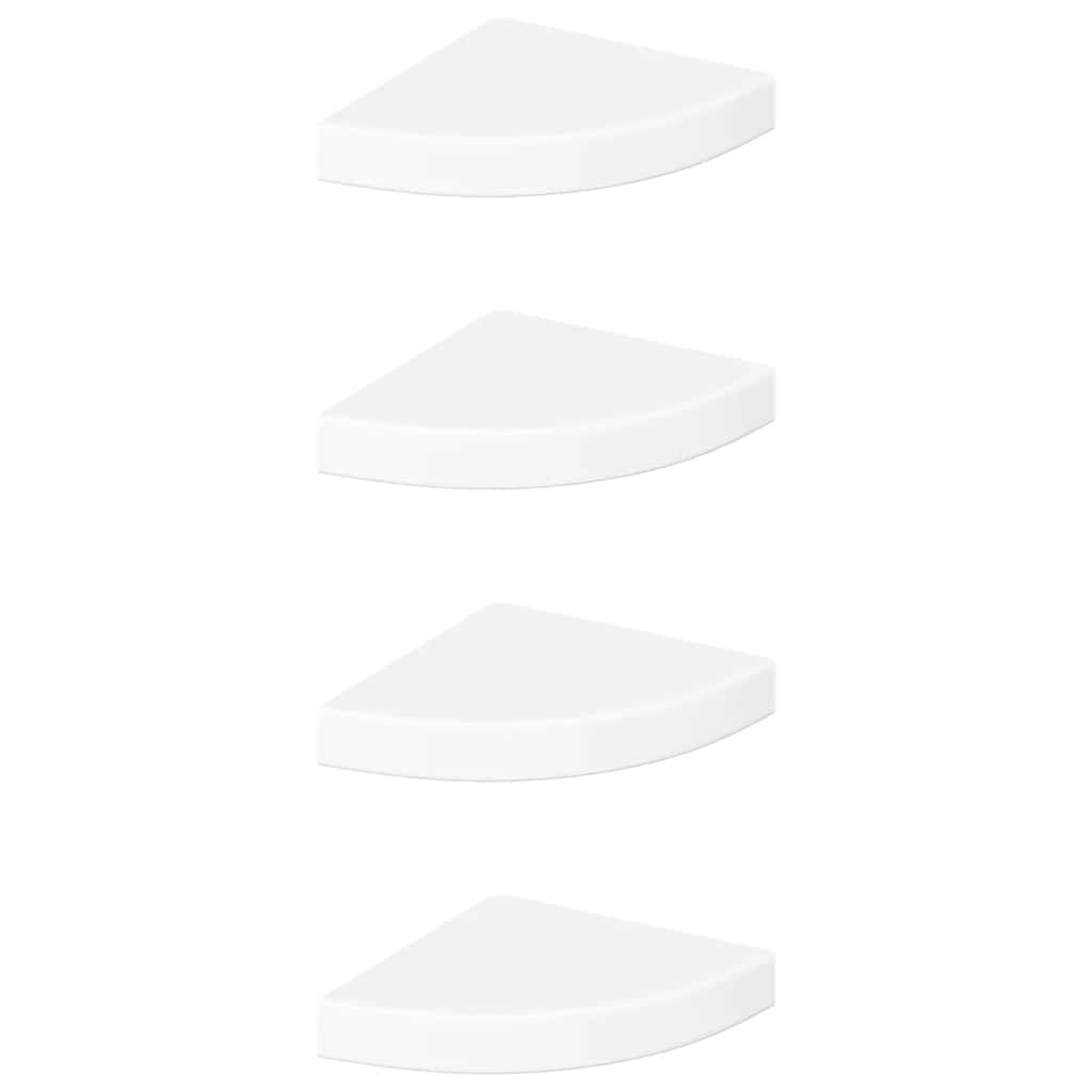 Estantes esquineros flotantes (4 unidades), blanco brillante, 25 x 25 x 3,8 cm, MDF
