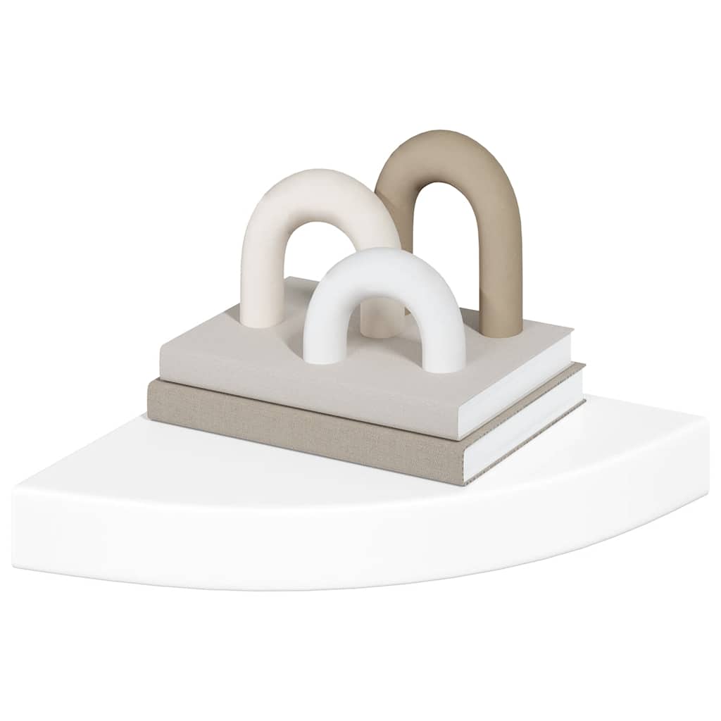 Estantes esquineros flotantes (4 unidades), blanco brillante, 25 x 25 x 3,8 cm, MDF