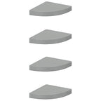 Estante flotante de pared 4 uds MDF gris brillo 25x25x3,8 cm