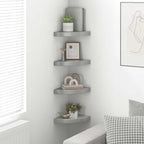 Estante flotante de pared 4 uds MDF gris brillo 25x25x3,8 cm