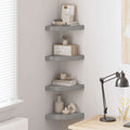 Estante flotante de pared 4 uds MDF gris brillo 25x25x3,8 cm