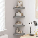Estante flotante de pared 4 uds MDF gris brillo 25x25x3,8 cm