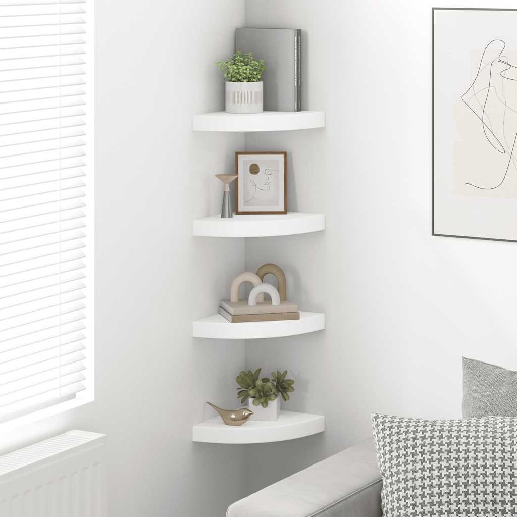 Estantes flotantes de pared 4 uds MDF blanco 25x25x3,8 cm