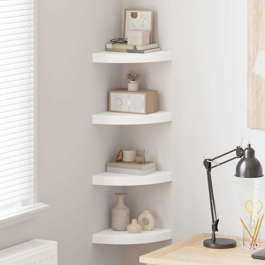 Estantes flotantes de pared 4 uds MDF blanco 25x25x3,8 cm