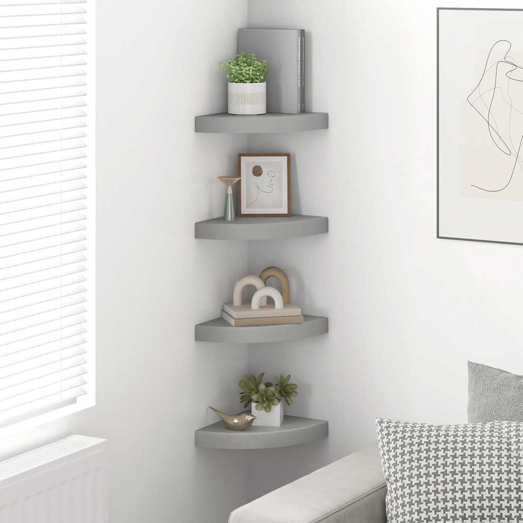 Estantes flotantes de pared 4 uds MDF gris 25x25x3,8 cm