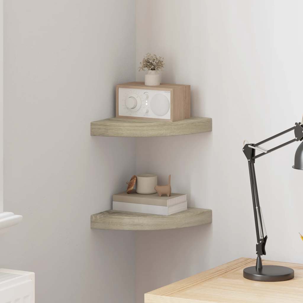323926 Floating Corner Shelves 2 pcs Oak 35x35x3,8 cm MDF