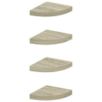 Estante flotante de esquina 4 uds MDF roble 25x25x3,8 cm