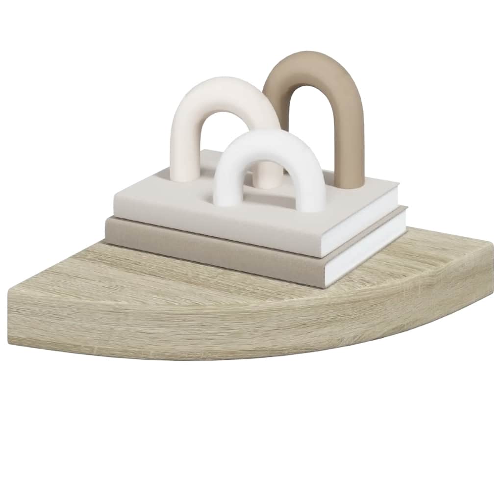 Estante flotante de esquina 4 uds MDF roble 25x25x3,8 cm