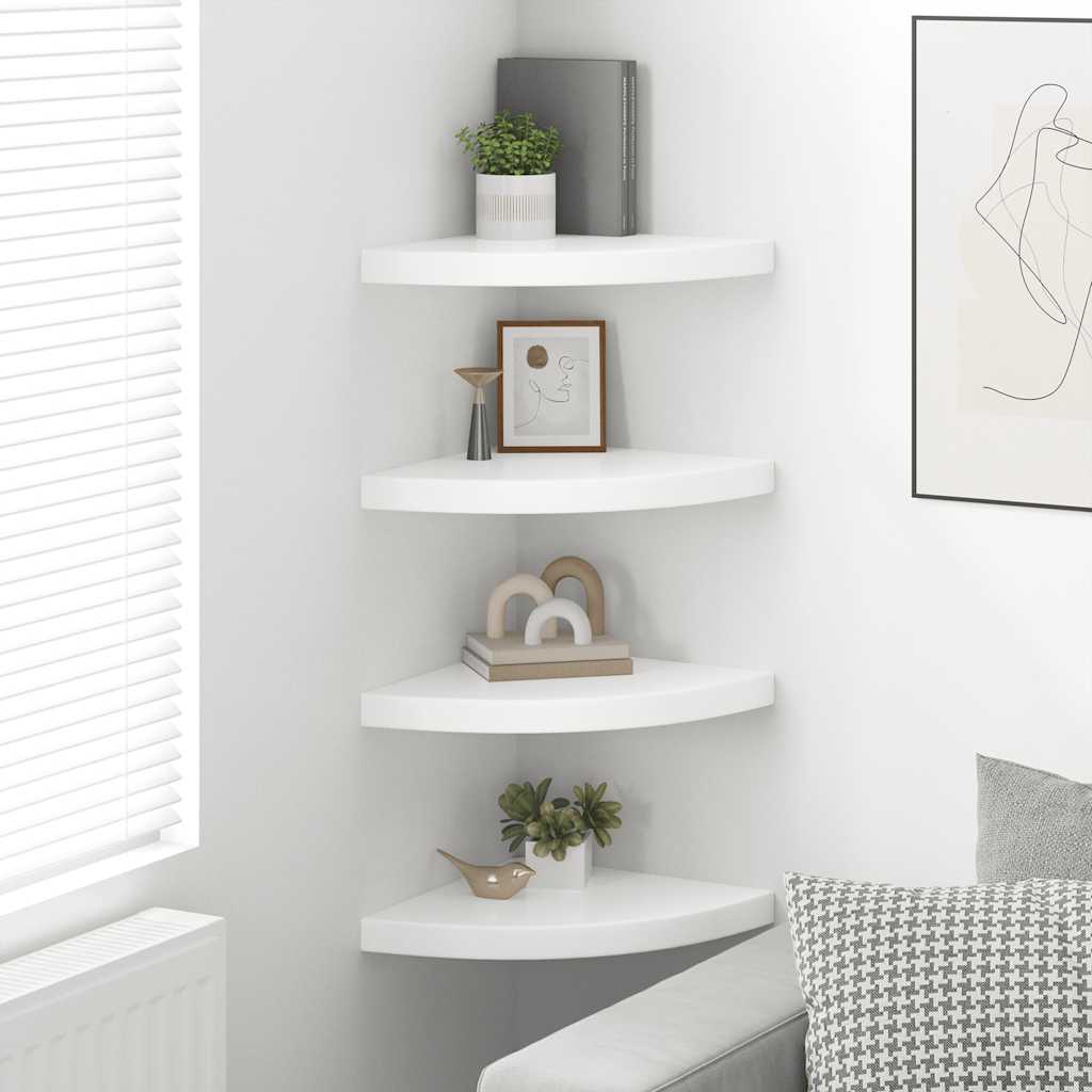 Estante flotante de pared 4 uds MDF blanco brillo 35x35x3,8 cm