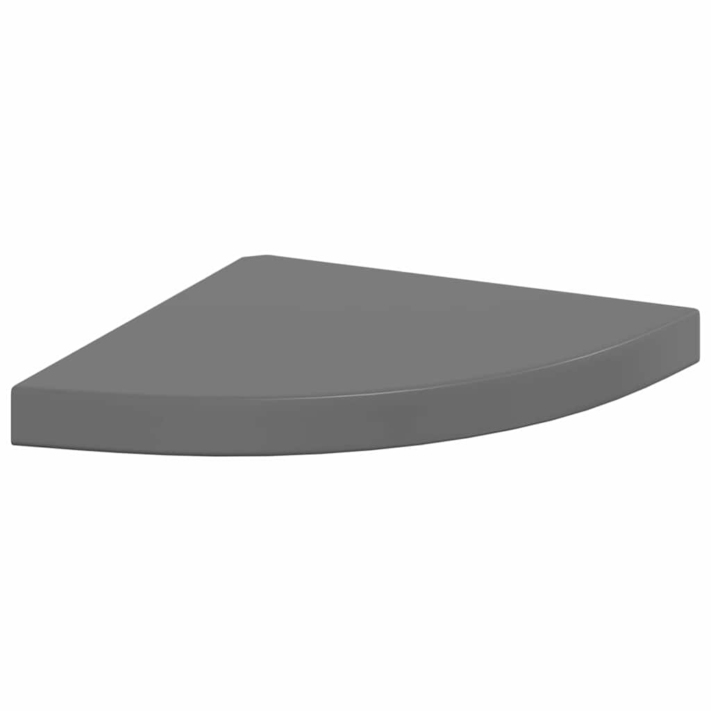 Estantes flotantes esquina 4 uds MDF gris brillo 35x35x3,8 cm