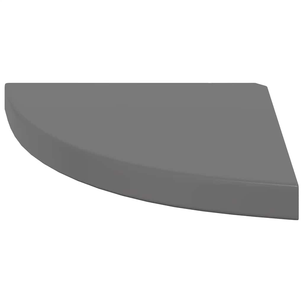 Estantes flotantes esquina 4 uds MDF gris brillo 35x35x3,8 cm