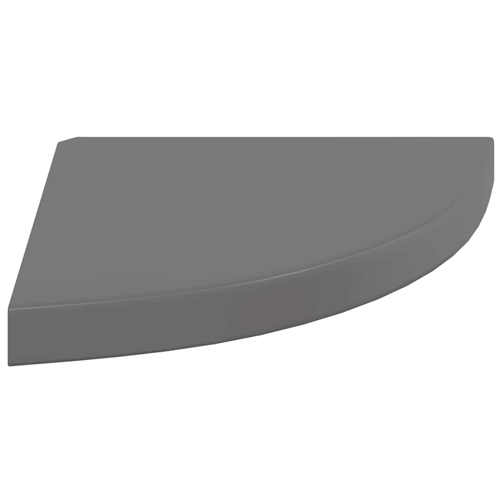 Estantes flotantes esquina 4 uds MDF gris brillo 35x35x3,8 cm
