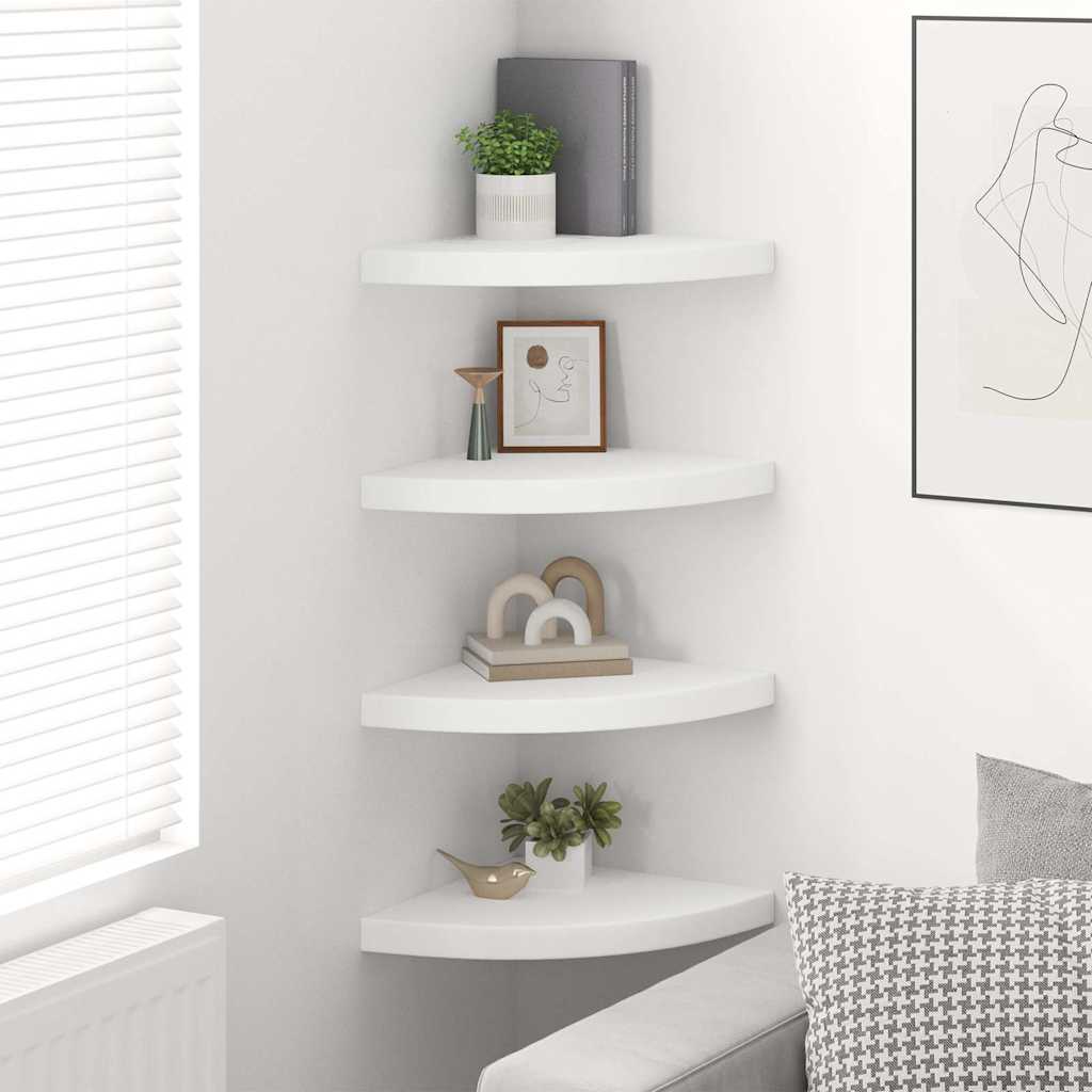 Estantes flotantes de esquina 4 uds MDF blanco 35x35x3,8 cm