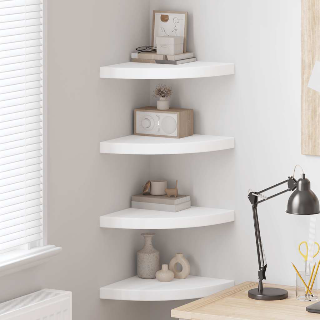 Estantes flotantes de esquina 4 uds MDF blanco 35x35x3,8 cm