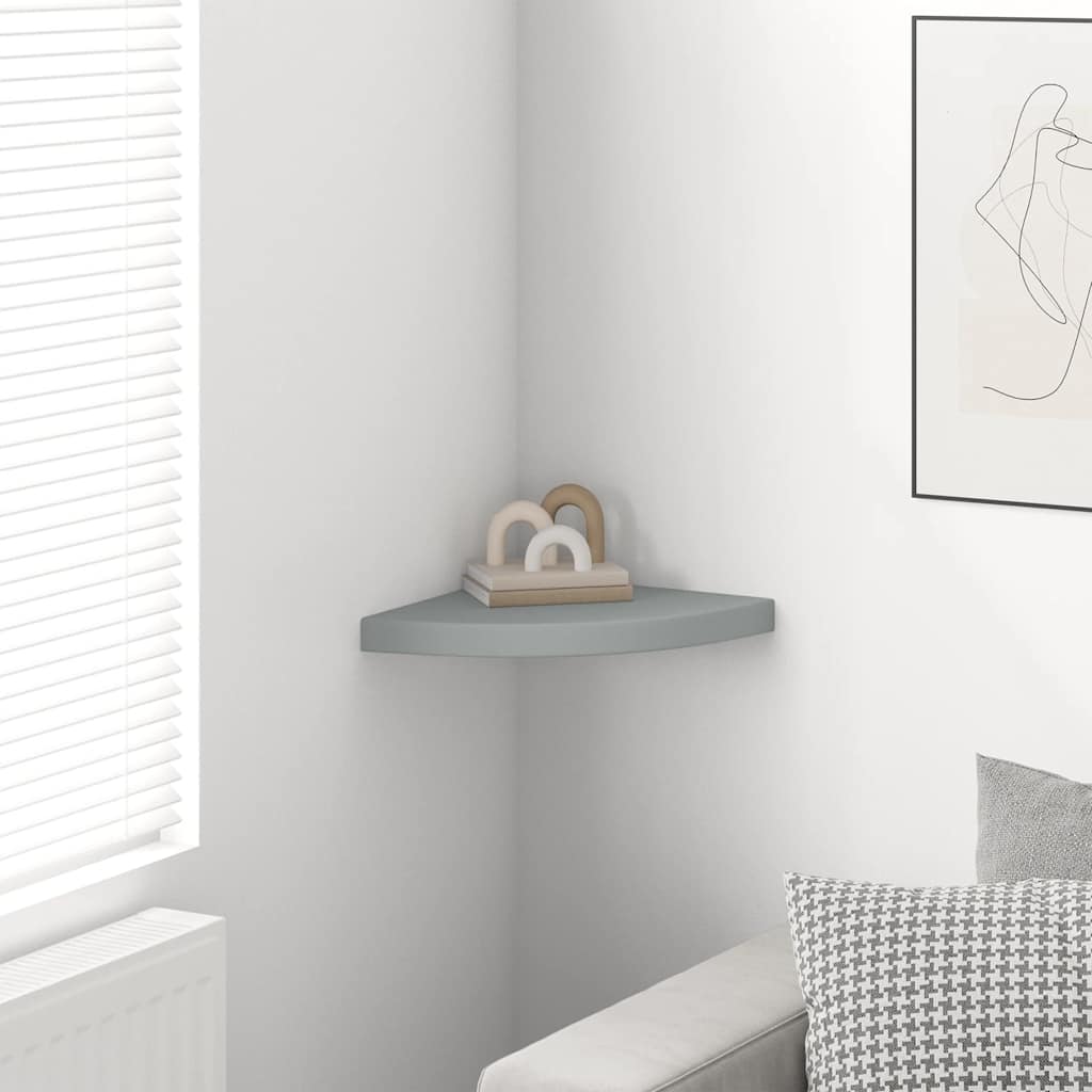 323922 Floating Corner Shelf Grey 35x35x3,8 cm MDF