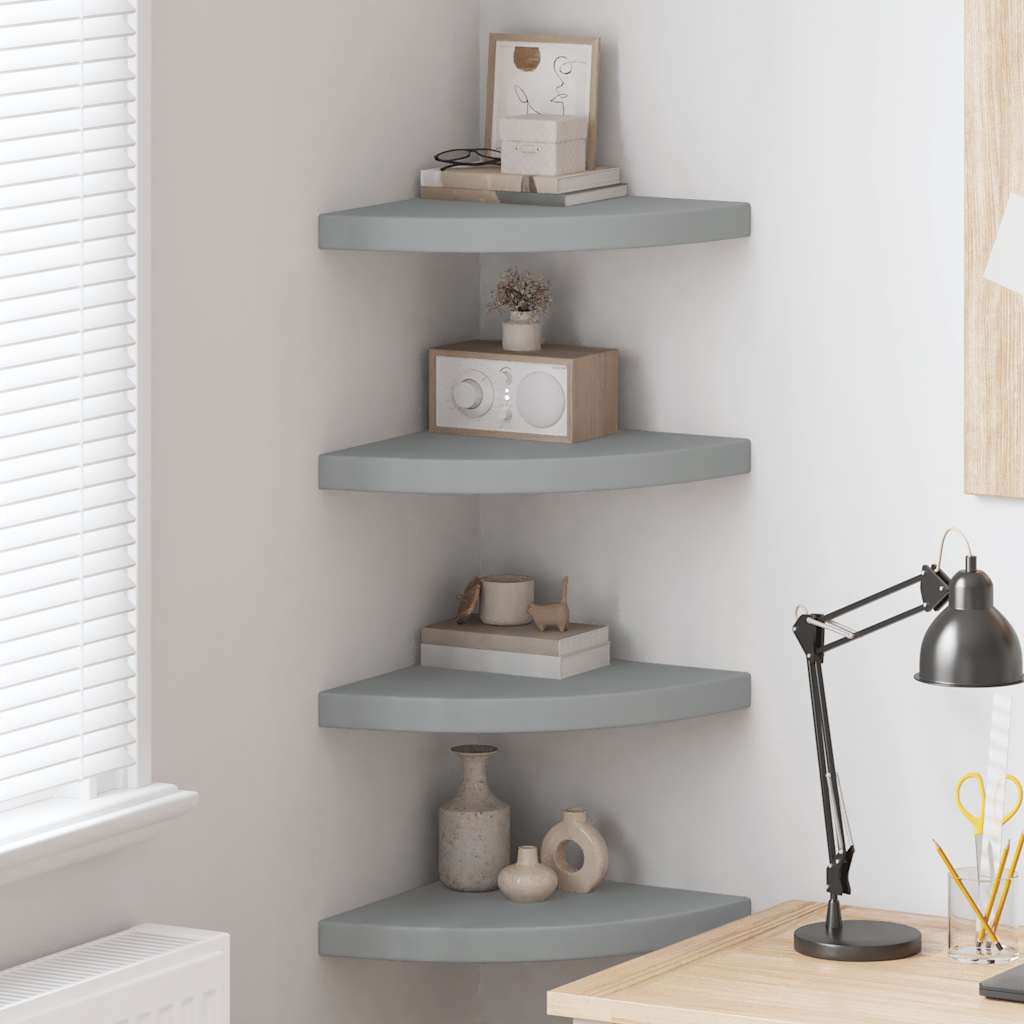 Estantes flotantes de esquina 4 uds MDF blanco 35x35x3,8 cm