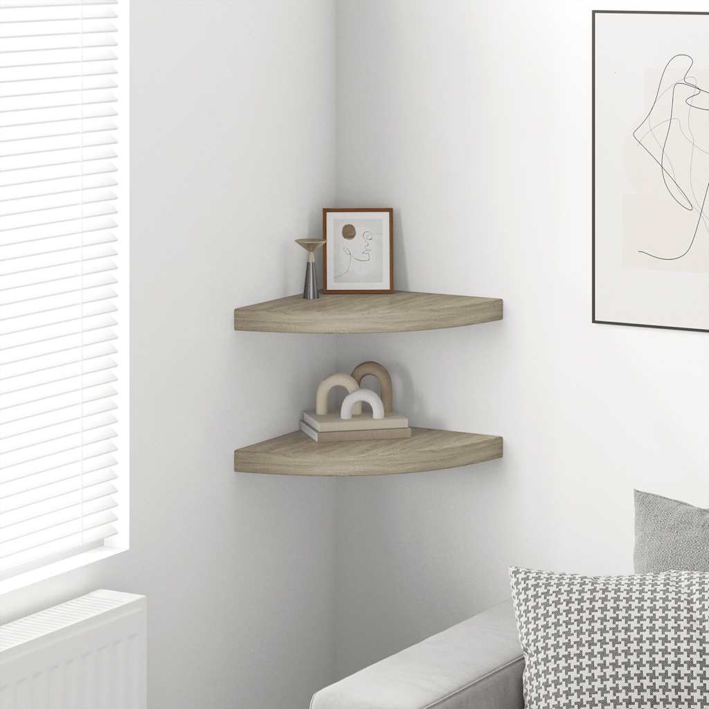 323926 Floating Corner Shelves 2 pcs Oak 35x35x3,8 cm MDF