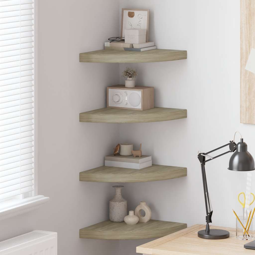Estantes flotantes de esquina 4 uds MDF blanco 35x35x3,8 cm