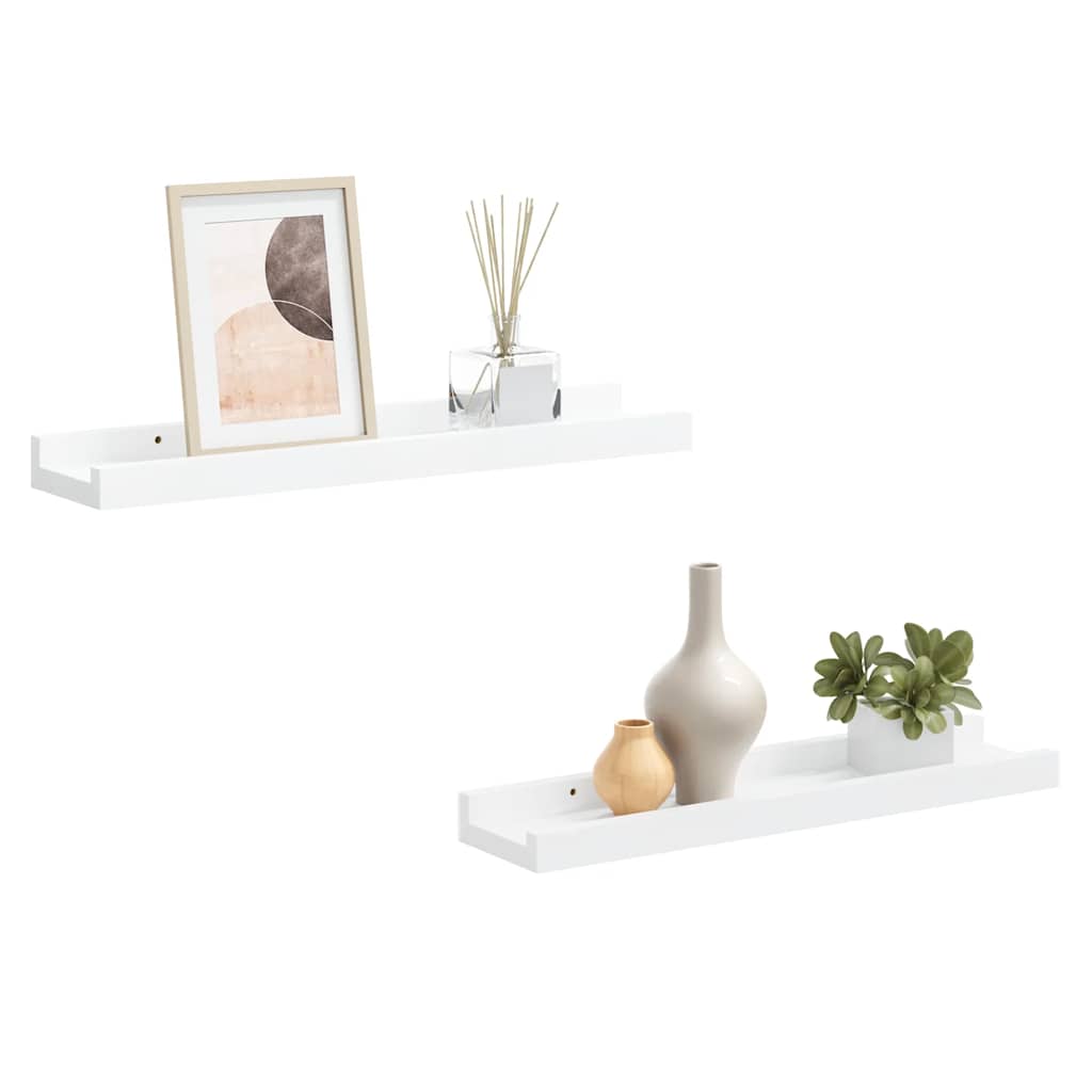 Repisa para marcos de fotos 2 uds MDF blanco 40x9x3 cm