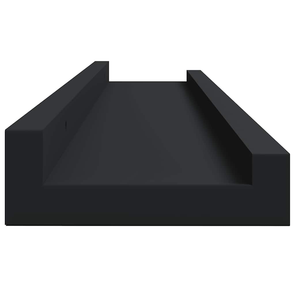 Repisa para marcos de fotos 2 uds MDF negro 80x9x3 cm