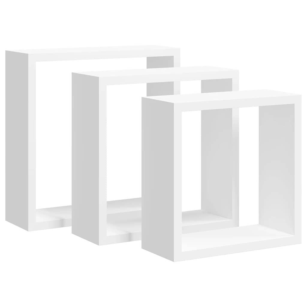 Estantes cubo de pared 3 unidades MDF blanco