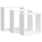 Estantes cubo de pared 3 unidades MDF blanco