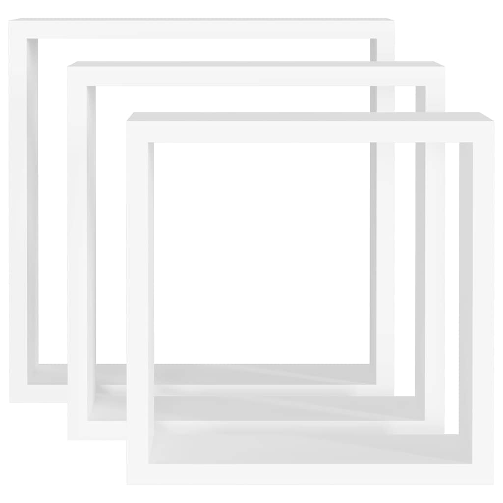 Estantes cubo de pared 3 unidades MDF blanco