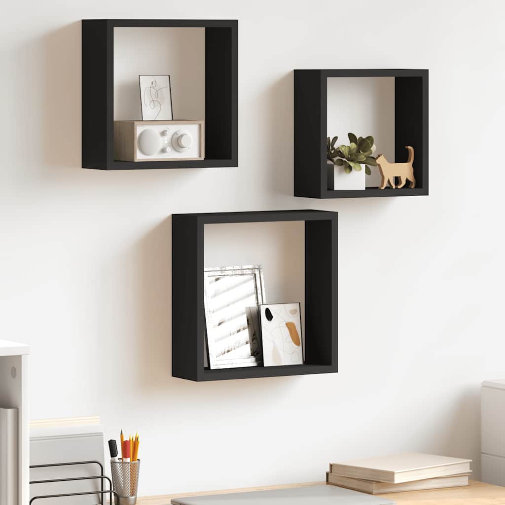 Estantes cubo de pared 3 unidades MDF blanco