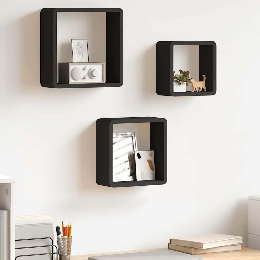 Estantes cubo de pared 3 unidades MDF blanco