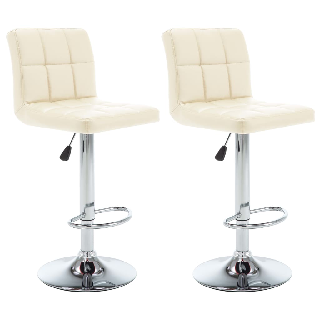 Kitchen Stools 2 pcs White Faux Leather