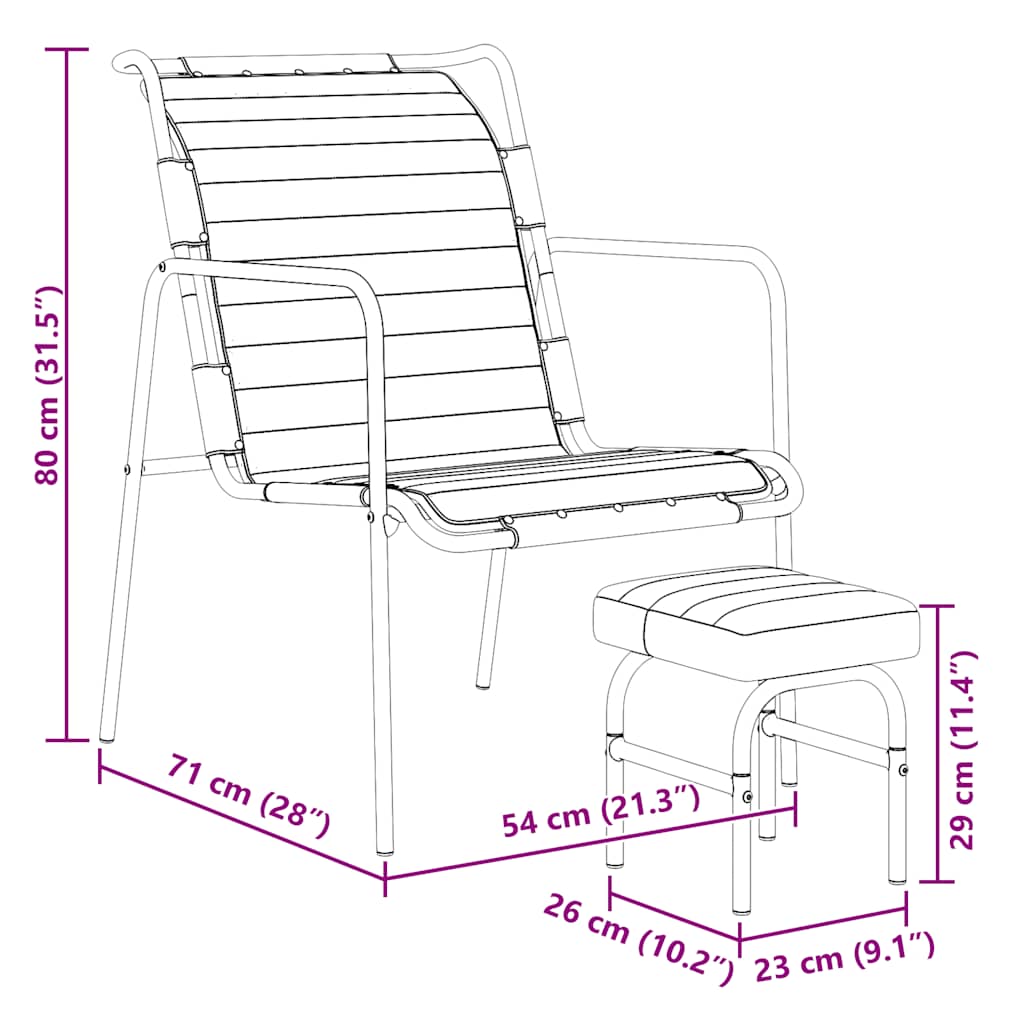 Silla de relax reposabrazos y reposapiés cuero auténtico marrón