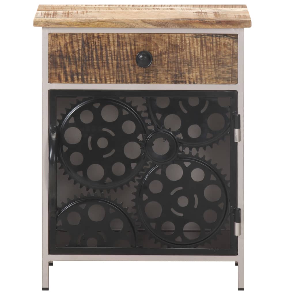 Mesita de noche de madera de mango rugosa 40x30x50 cm