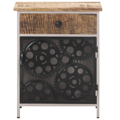 Mesita de noche de madera de mango rugosa 40x30x50 cm