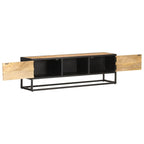 Mueble de TV puerta tallada madera de mango rugosa 130x30x40 cm