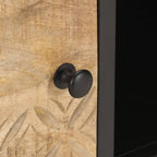 Mueble de TV puerta tallada madera de mango rugosa 130x30x40 cm