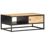 Mueble de TV puerta tallada madera de mango rugosa 90x55x36 cm